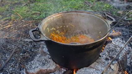 полевая каша на костре