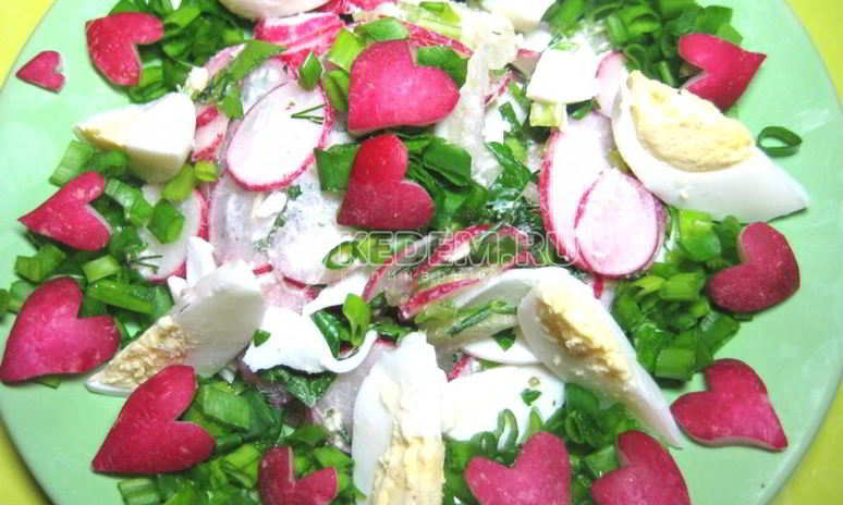 Рецепт салата из редиса с яйцом и зеленью