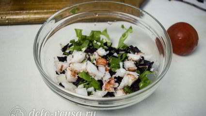 салат из рукколы с креветками