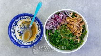 салат из стручковой фасоли с грецкими орехами