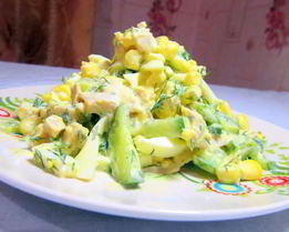 Салат копченая грудка кукуруза