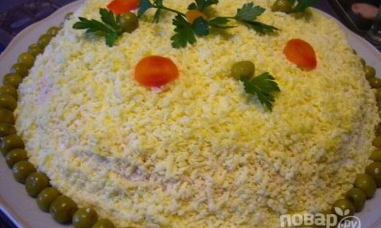 Рецепт салата мимоза с сайрой