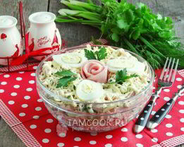 Салат Нежность с ветчиной и огурцами