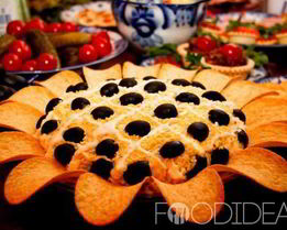 Салат Подсолнух с печенью трески