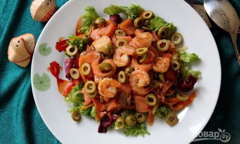 Рецепт салата с креветками и овощами