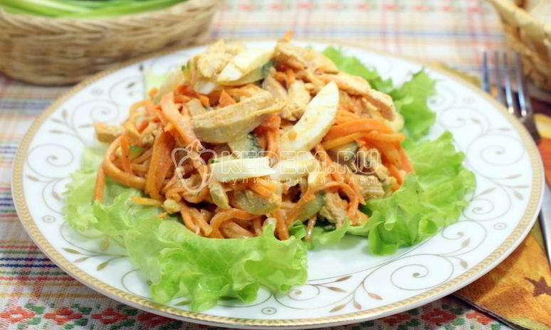 Рецепт салата с куриным филе и морковью по-корейски