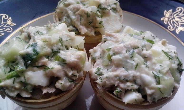 Рецепт салата с тунцом в тарталетках