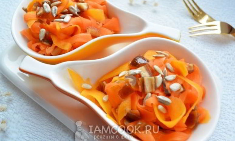 Рецепт салата с тыквой, морковью и финиками