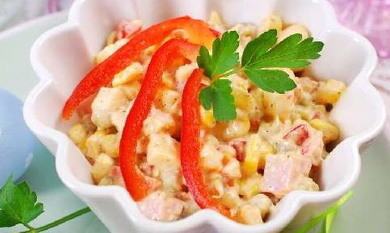 Рецепт салата с ветчиной