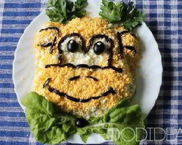 Салат в виде обезьяны Символ Нового года