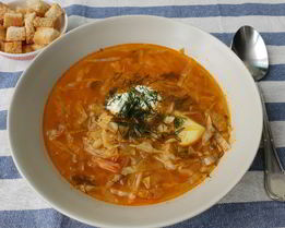 Борщ на курином бульоне