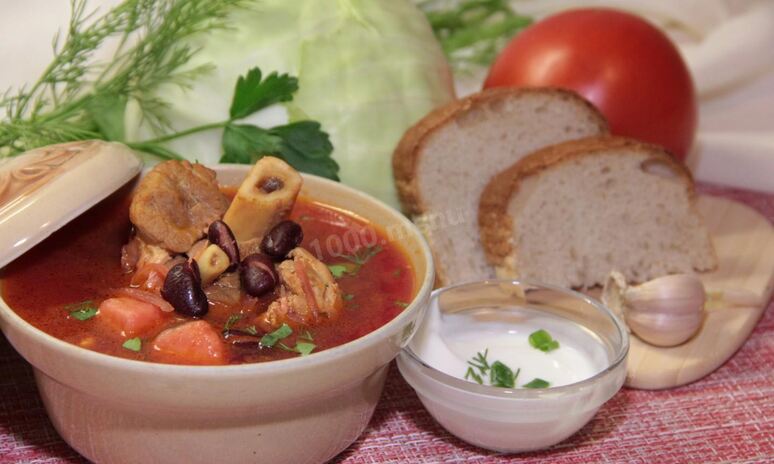 Рецепт борща с фасолью и курицей