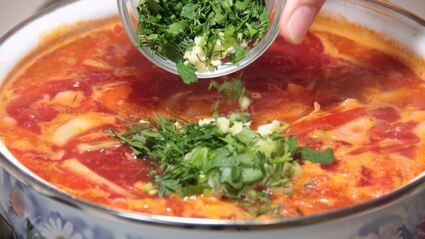 борщ с фасолью и курицей