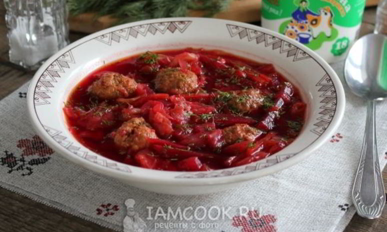 Рецепт борща с фрикадельками в мультиварке