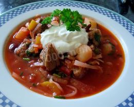 Борщ с картофелем томатами и фасолью