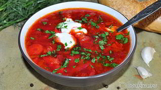 Борщ с копчеными ребрышками