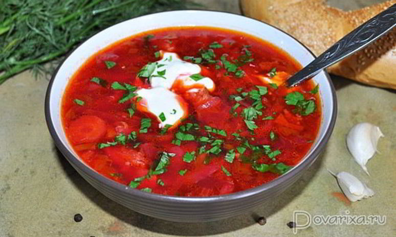 Рецепт борща с копчеными ребрышками