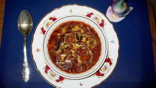 Постный грибной борщ с черносливом