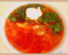 Вегетарианский борщ с фасолью