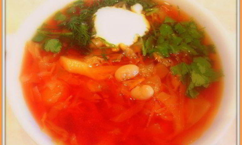 Рецепт вегетарианского борща с фасолью