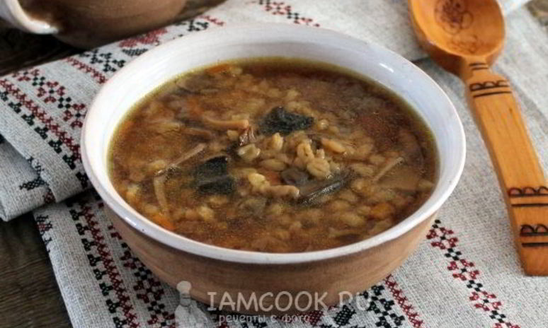 Рецепт грибного супа из сушеных грибов с перловкой