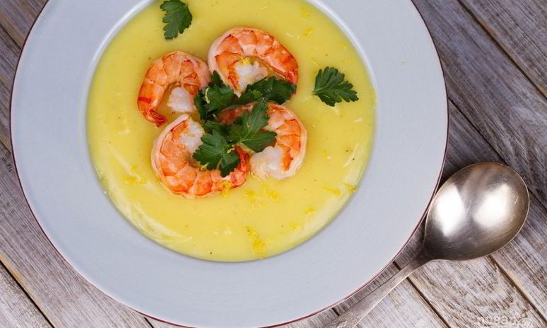 Рецепт крема-супа из маленьких креветок