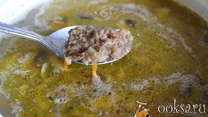 куриный суп с гречневыми хлопьями и шампиньонами