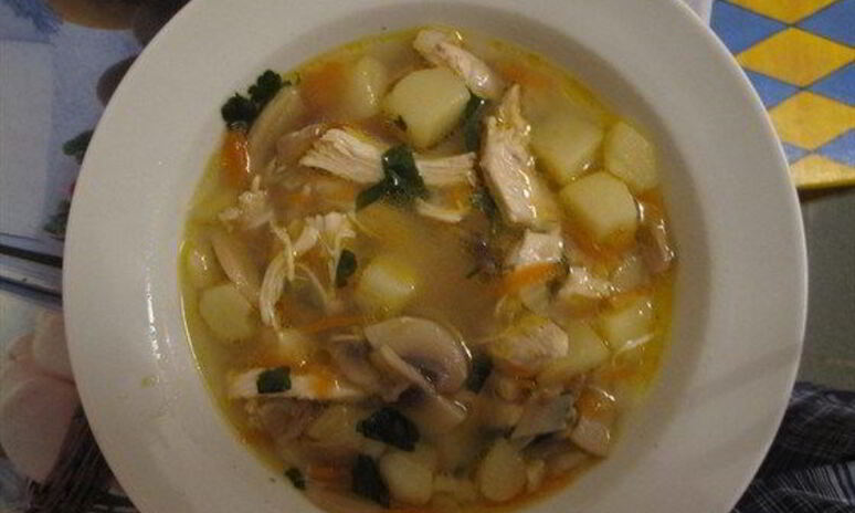 Рецепт куриного супа с грибами шампиньонами и зеленью