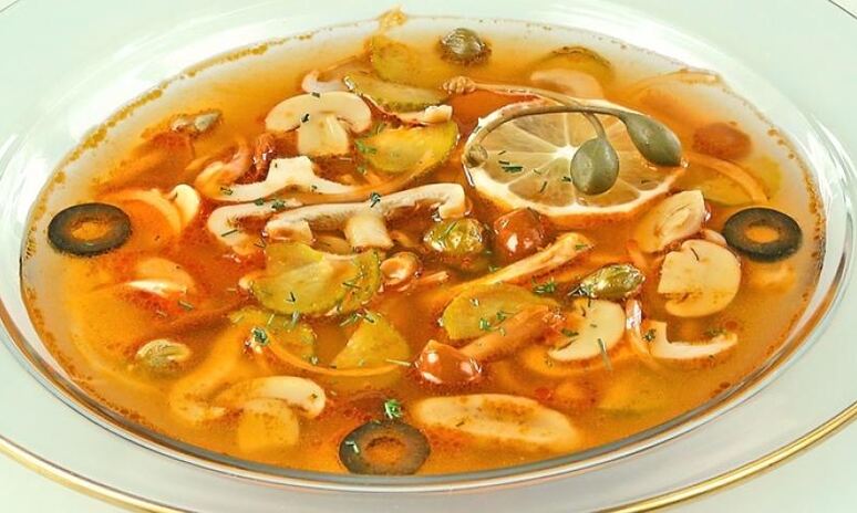 Рецепт солянки с грибами