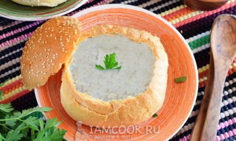 Рецепт чешского чесночного супа-пюре в хлебе