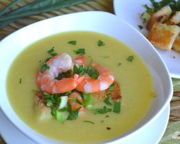 Картофельный суп-пюре с креветками