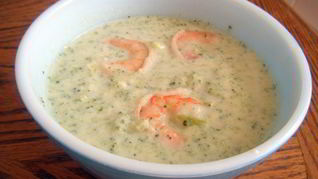 Суп-пюре из брокколи с креветками