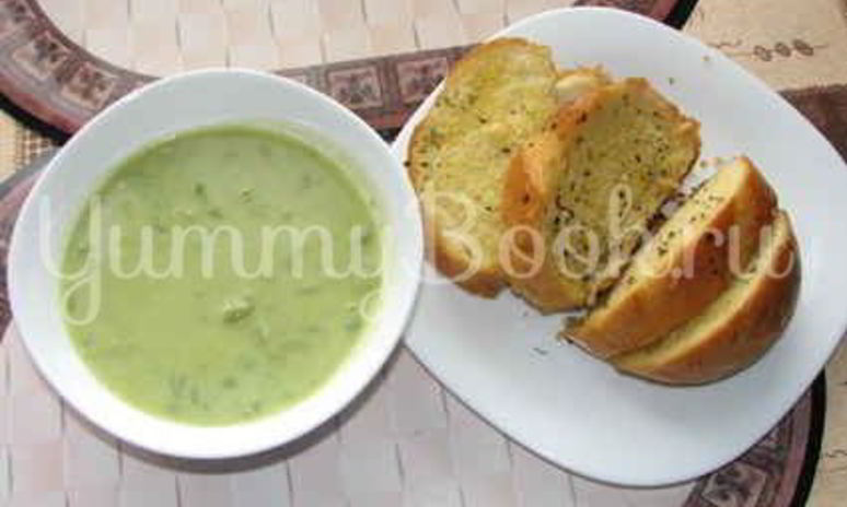 Рецепт супа-пюре из зеленого горошка и ароматный хлеб с травами