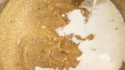 суп-пюре с куриной печенкой и цуккини