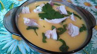 Суп-пюре с тыквой и курицей