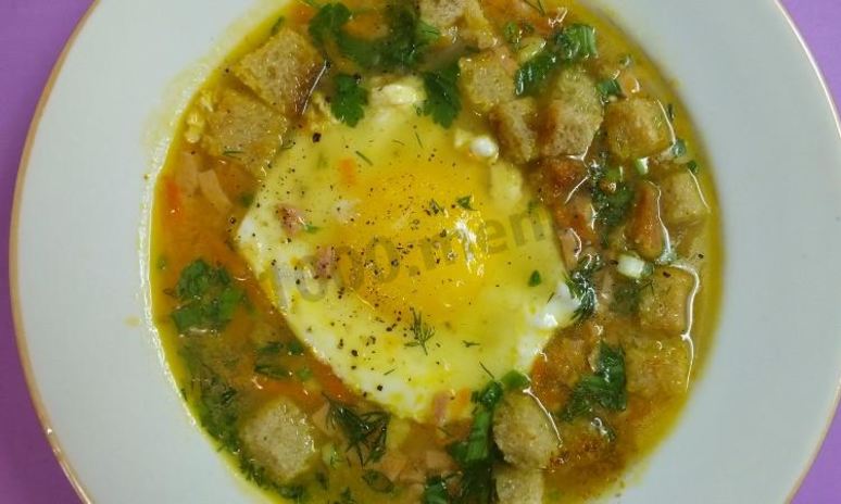 Рецепт супа-пюре с ветчиной и яйцом