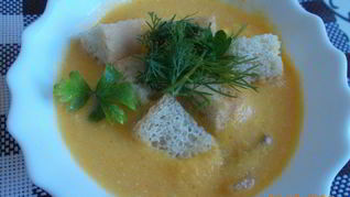 Тыквенный суп-пюре с беконом и сливками