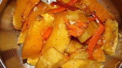 тыквенный суп-пюре с манго и зеленым чаем