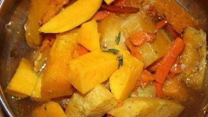 тыквенный суп-пюре с манго и зеленым чаем