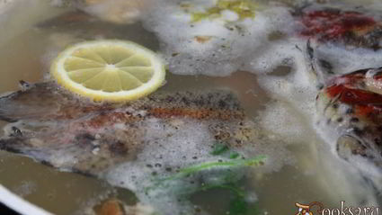 суп с форелью и морским окунем