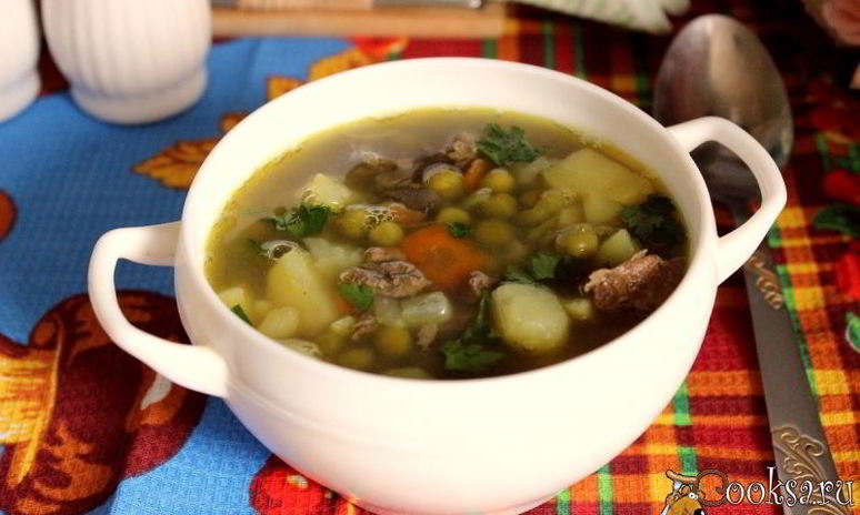 Рецепт супа с говяжьей печенью и зеленым горошком