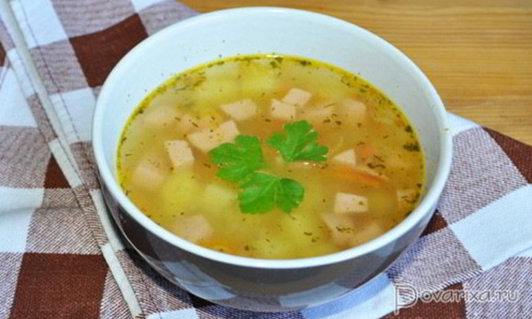 Рецепт супа с колбасой и вермишелью