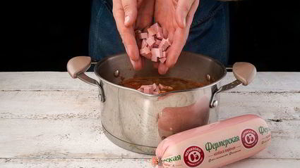 суп с колбасой