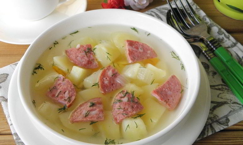 Рецепт супа с копченой колбасой