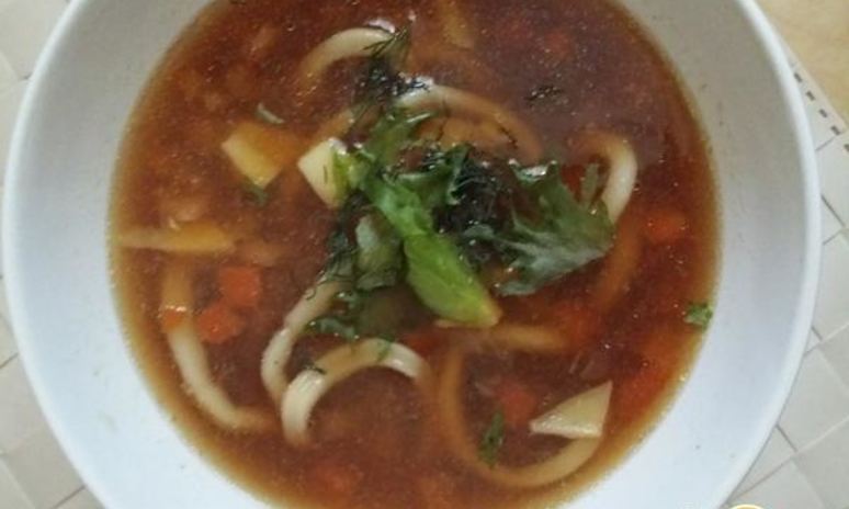 Рецепт супа с креветками и кальмаром