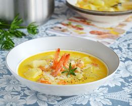 Сырный суп с креветками