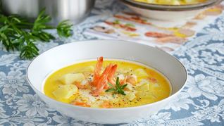 Сырный суп с креветками