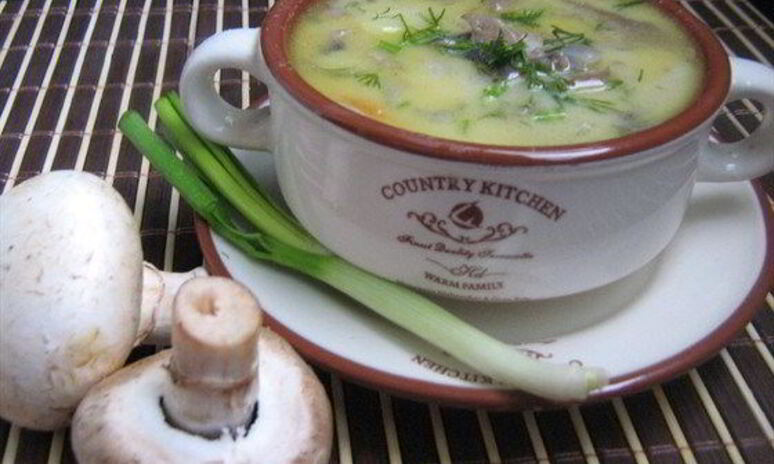 Рецепт сырного супа с шампиньонами