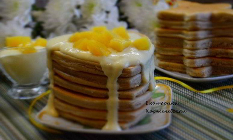Рецепт американских панкейков со сметанно-манговым соусом