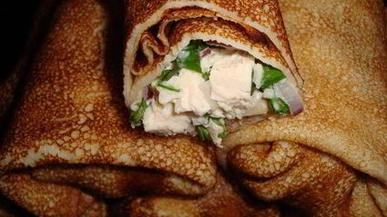 блинчики, фаршированные курицей и грибами